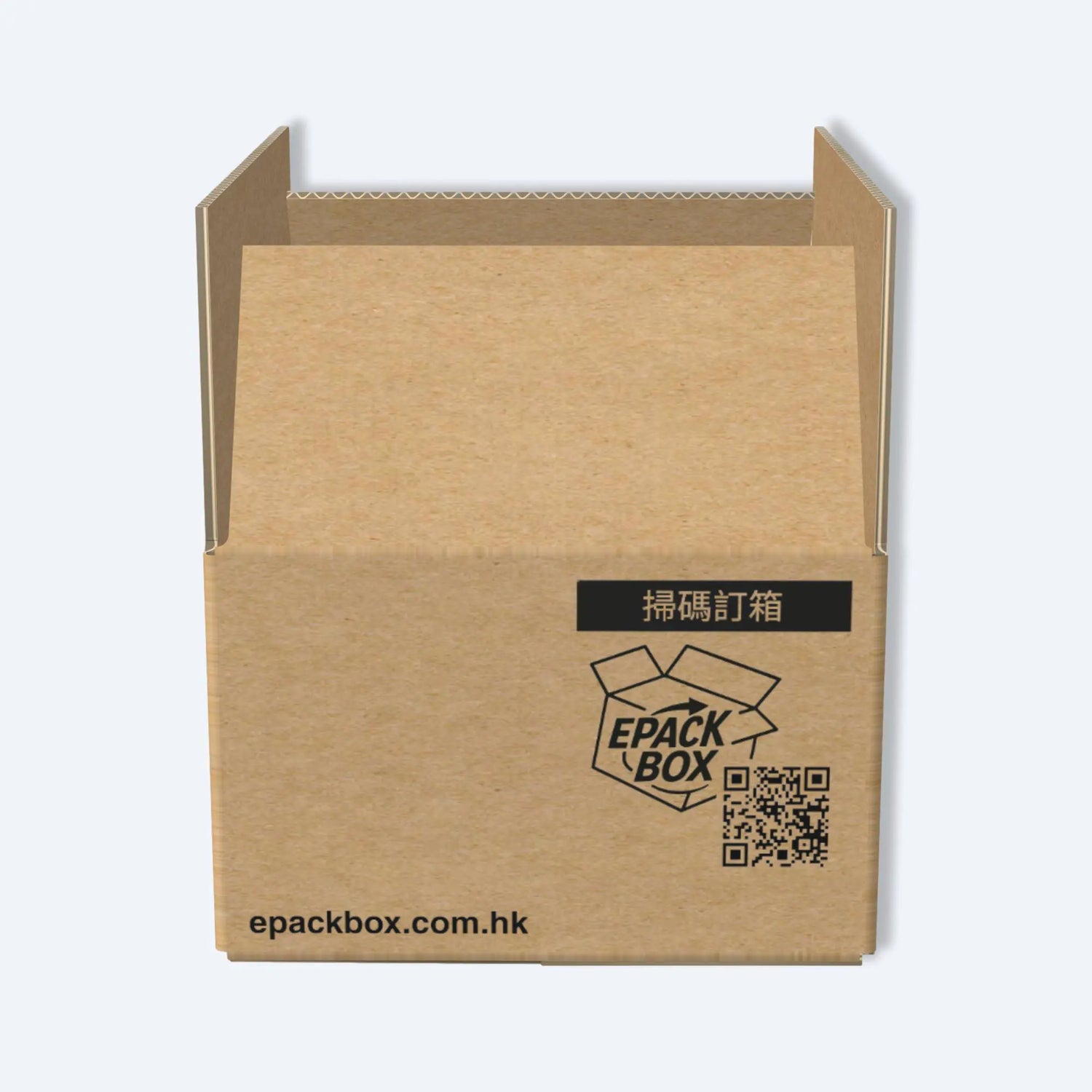 EPACKBOX 順豐F1紙箱 (20x15x10cm) - 側面展示EPACKBOX品牌及掃碼訂箱QR Code
