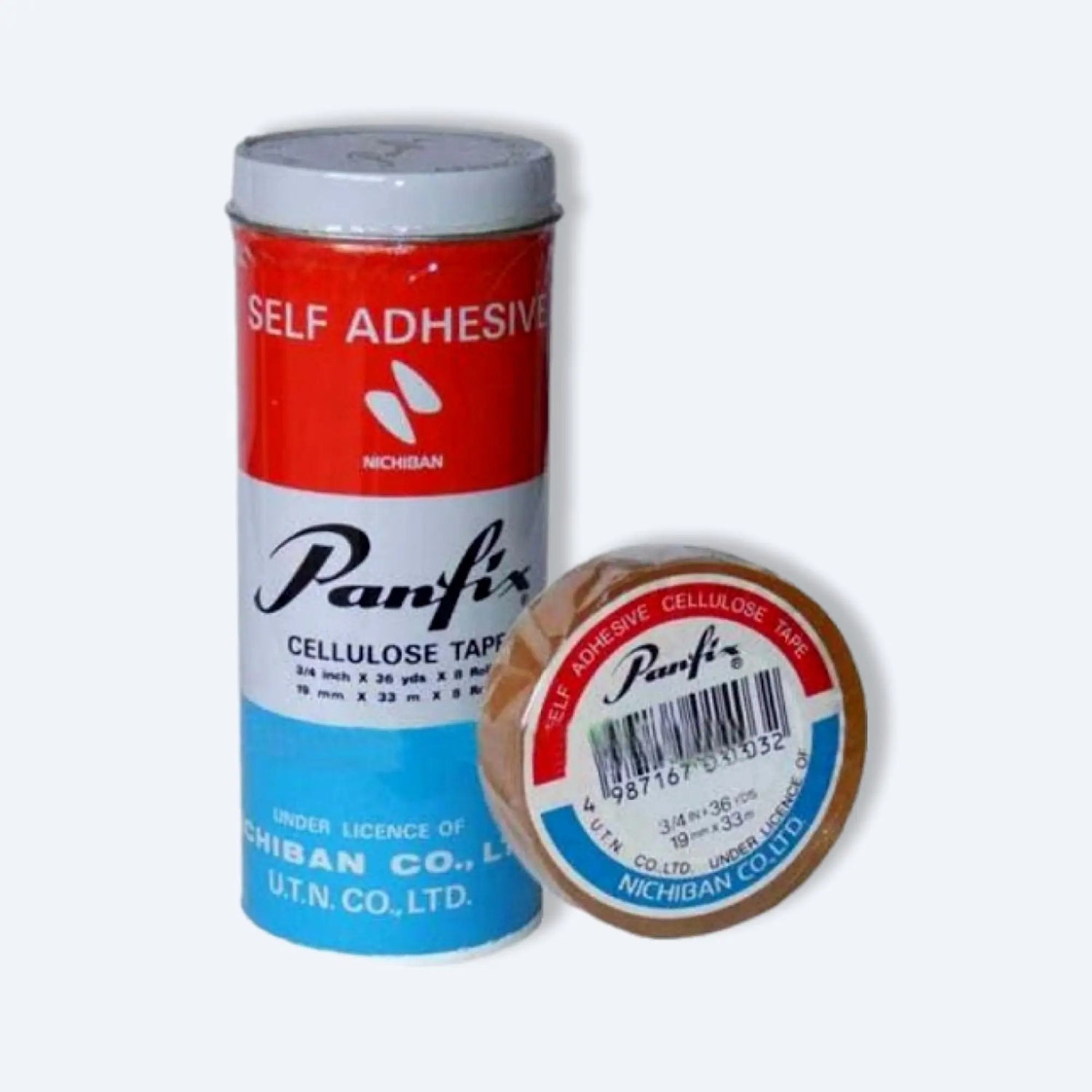 Nichiban Panfix 透明膠紙,附金屬罐包裝,適合收藏與陳列。Panfix cellulose tape 19mm x 33m in collectible metal tube packaging