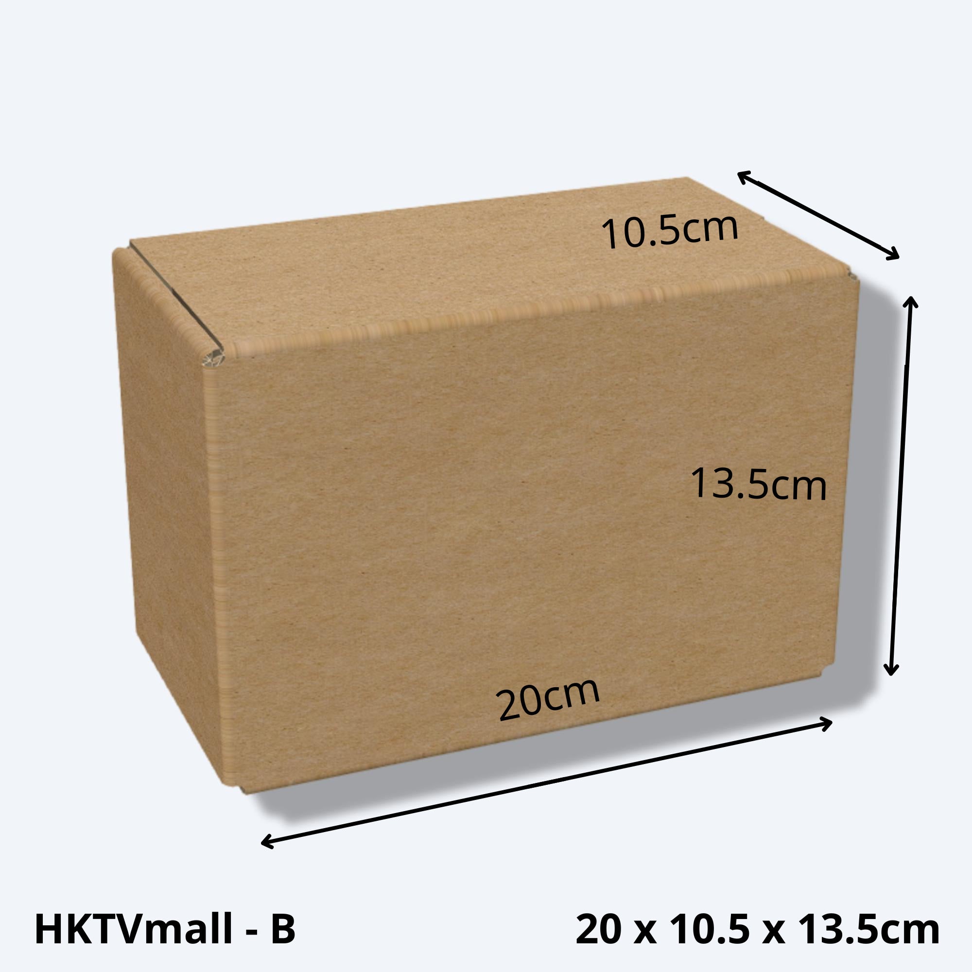 堅固的HKTVMALL尺寸B的紙箱尺寸圖，這款小型紙皮箱專為HKTV物流部設計，適用於HKTVmall商戶發貨時使用。