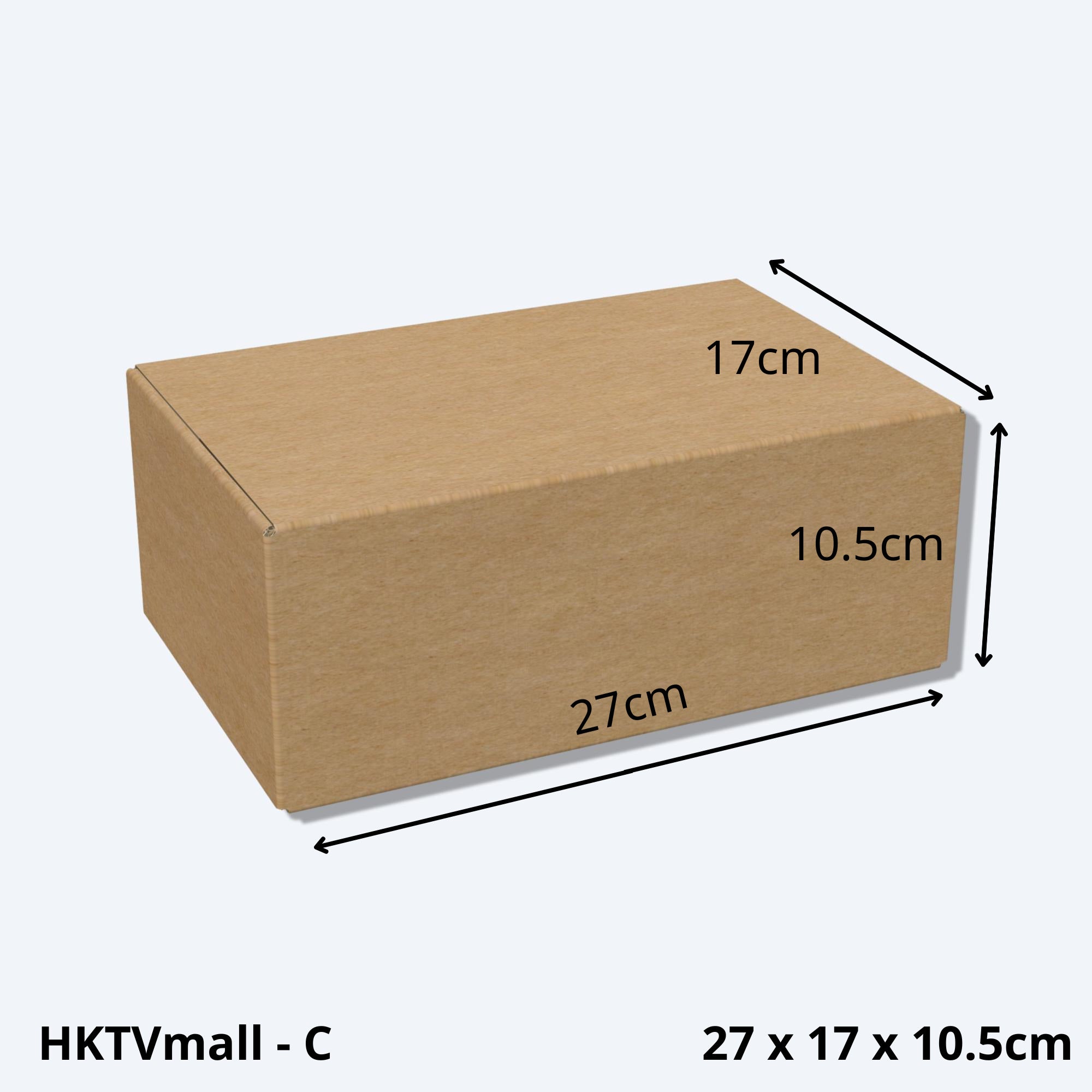 堅固的HKTVMALL尺寸C的紙箱尺寸圖，這款中型紙皮箱專為HKTV物流部設計，適用於HKTVmall商戶發貨時使用。