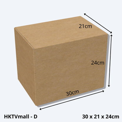 堅固的HKTVMALL尺寸D的紙箱尺寸圖，這款中型紙皮箱專為HKTV物流部設計，適用於HKTVmall商戶發貨時使用。