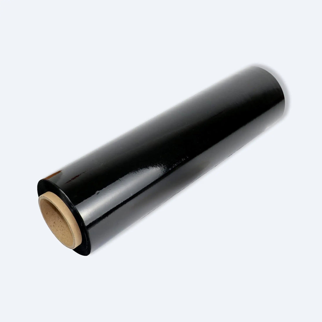 Single glossy black stretch film roll for packaging and pallet wrapping
