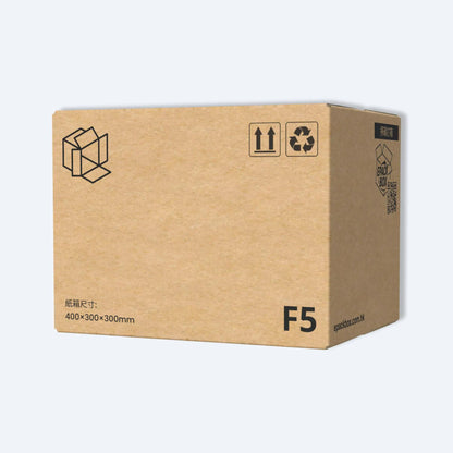 順豐F5搬屋紙箱的側面圖，清晰標示400x300x300mm尺寸。此大容量尺寸非常適合寄運冬衣、小型家電或作儲物箱使用。