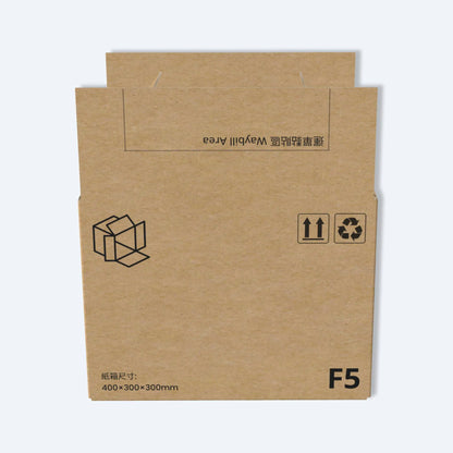 F5多用途儲物箱的正面圖，頂部蓋子打開。由環保可回收材料製成，尺寸為40x30x30cm，其大容量適合整理、儲存或搬運物品。