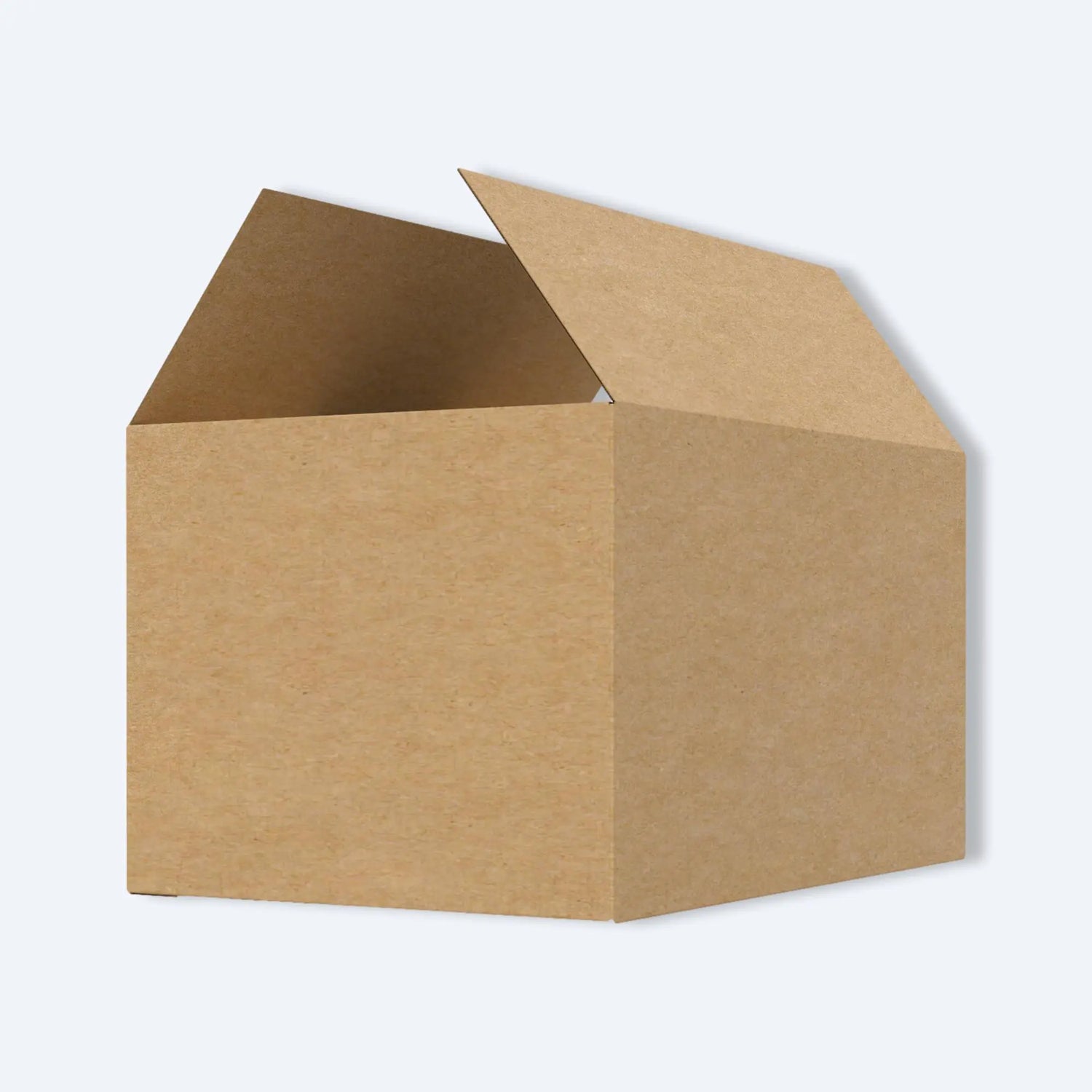 一個用於郵寄的香港郵政專用紙箱，紙箱為棕色，打開頂蓋，展示了紙箱的內部空間。