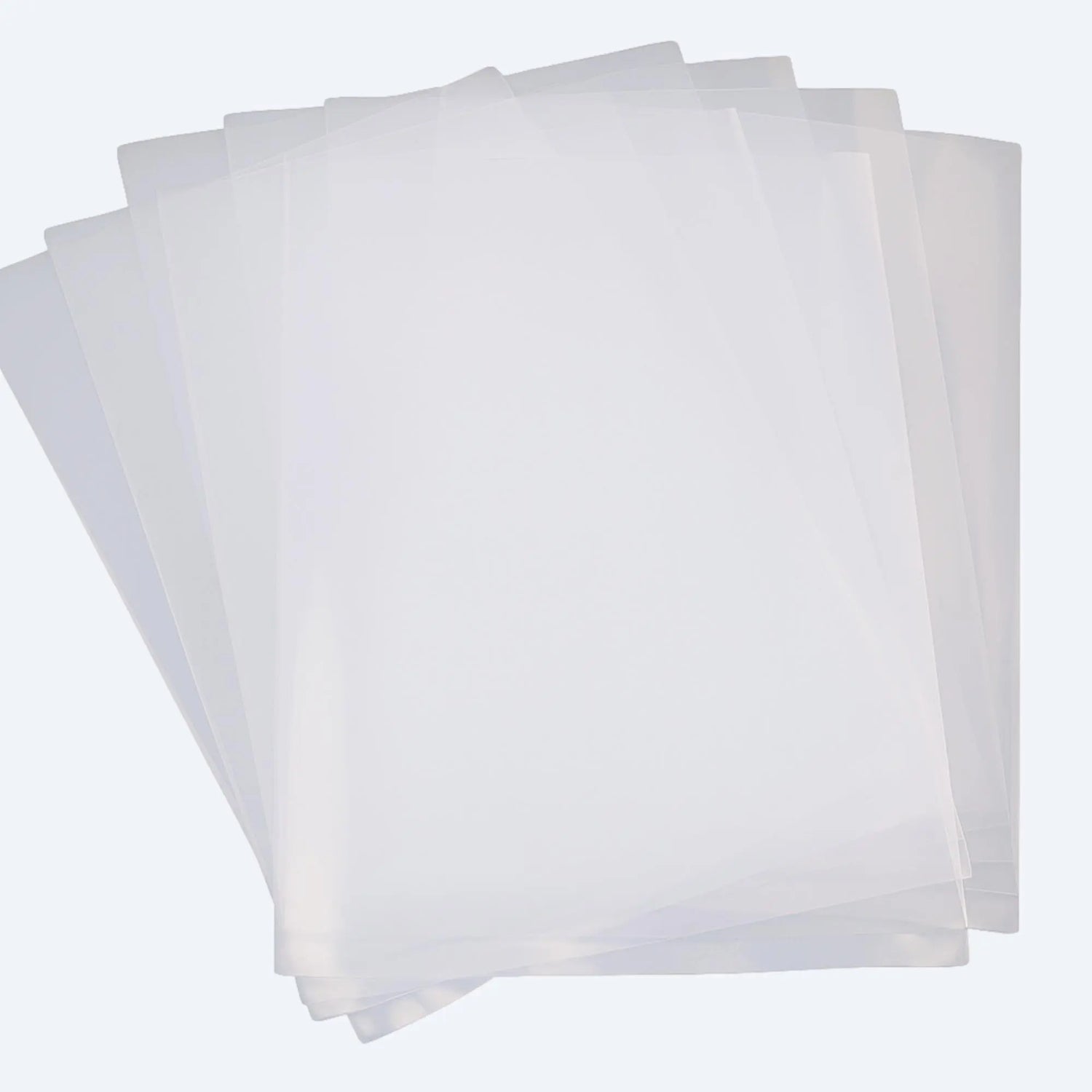 Fan display of multiple transparent PE flat open‑mouth bags, highlighting smooth edges and clarity.